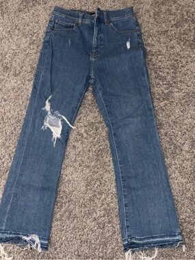 Express Blue Distressed Flare Jeans